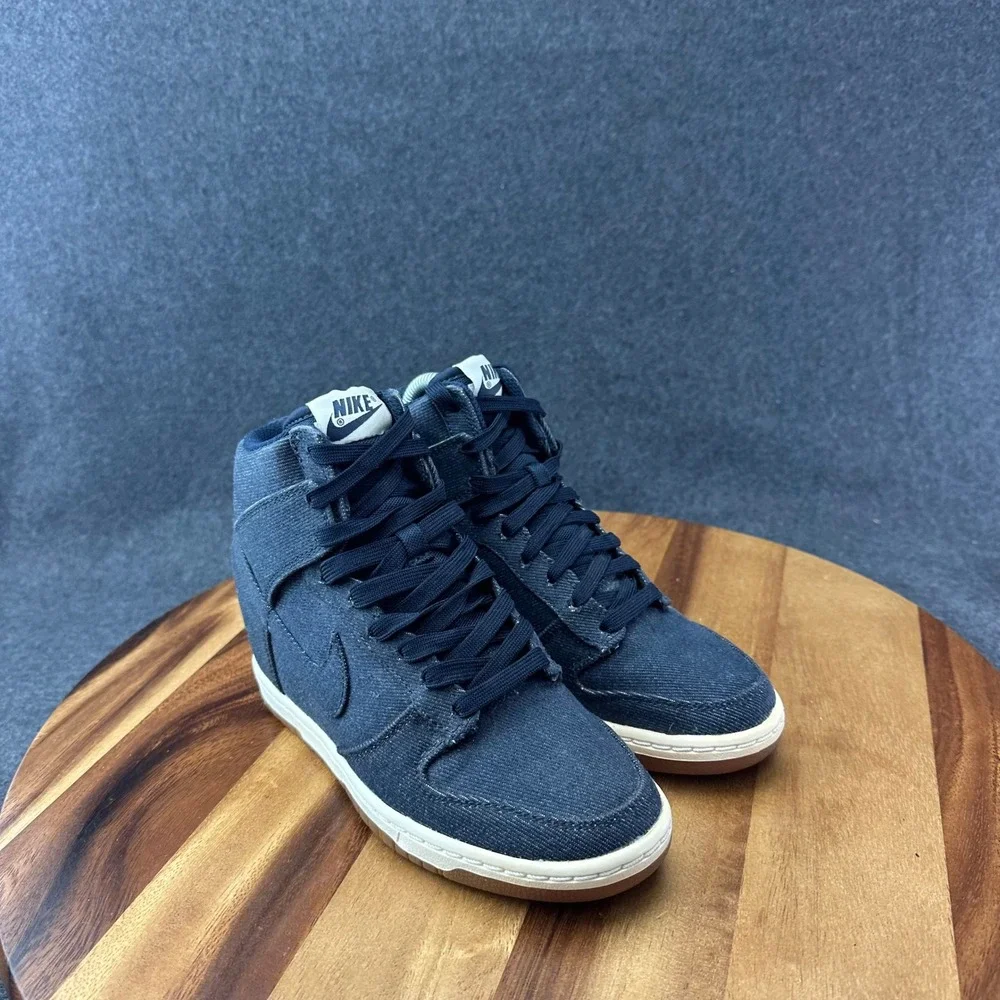 Nike Dunk Sky Hi Essential Hidden Wedge Navy Gum Women's Size 5.5 644877-400 - Picture 2 of 11